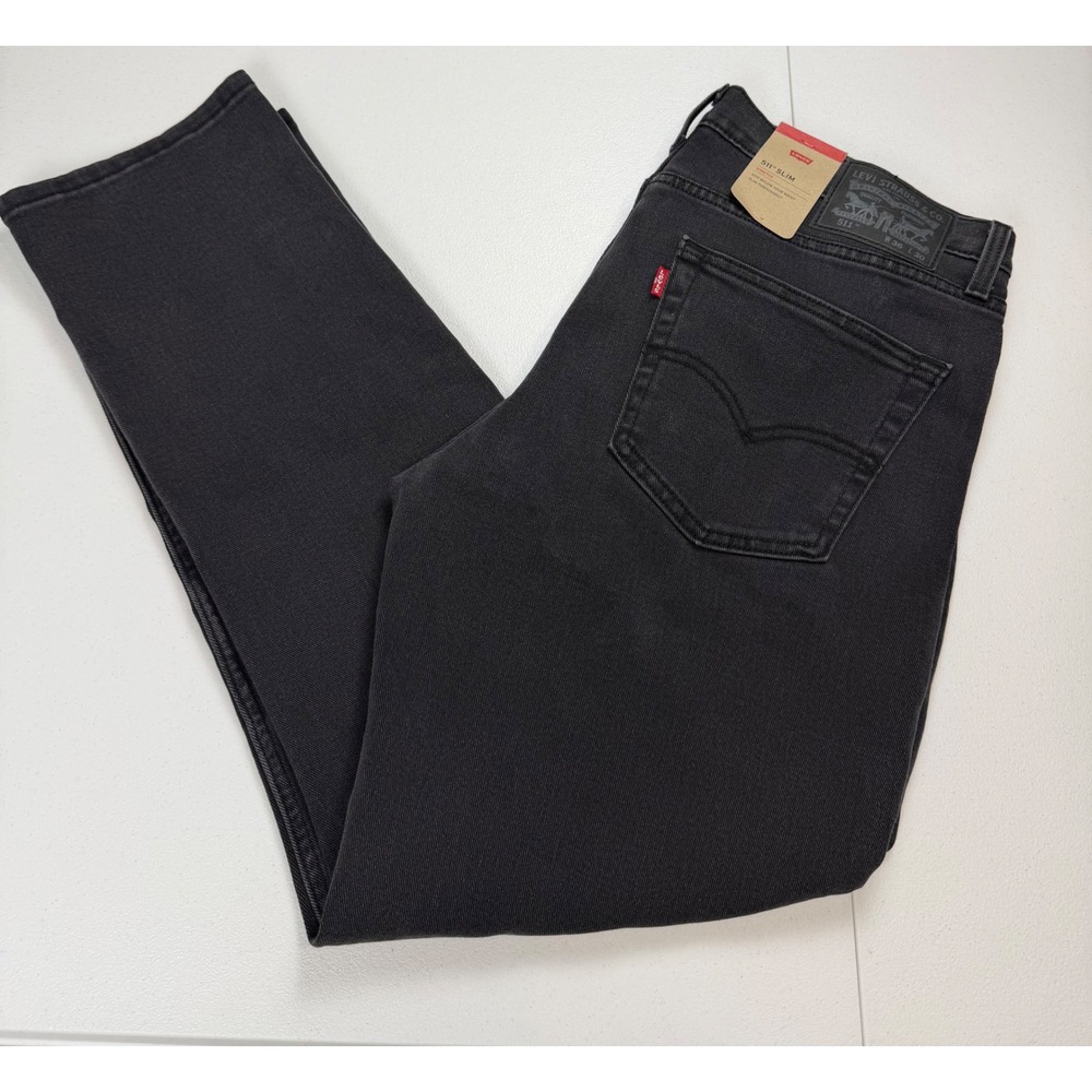 Levis 511 Slim Fit Mens Jeans 36x30 Charcoal Black Stretch Denim 045113042 NEW
